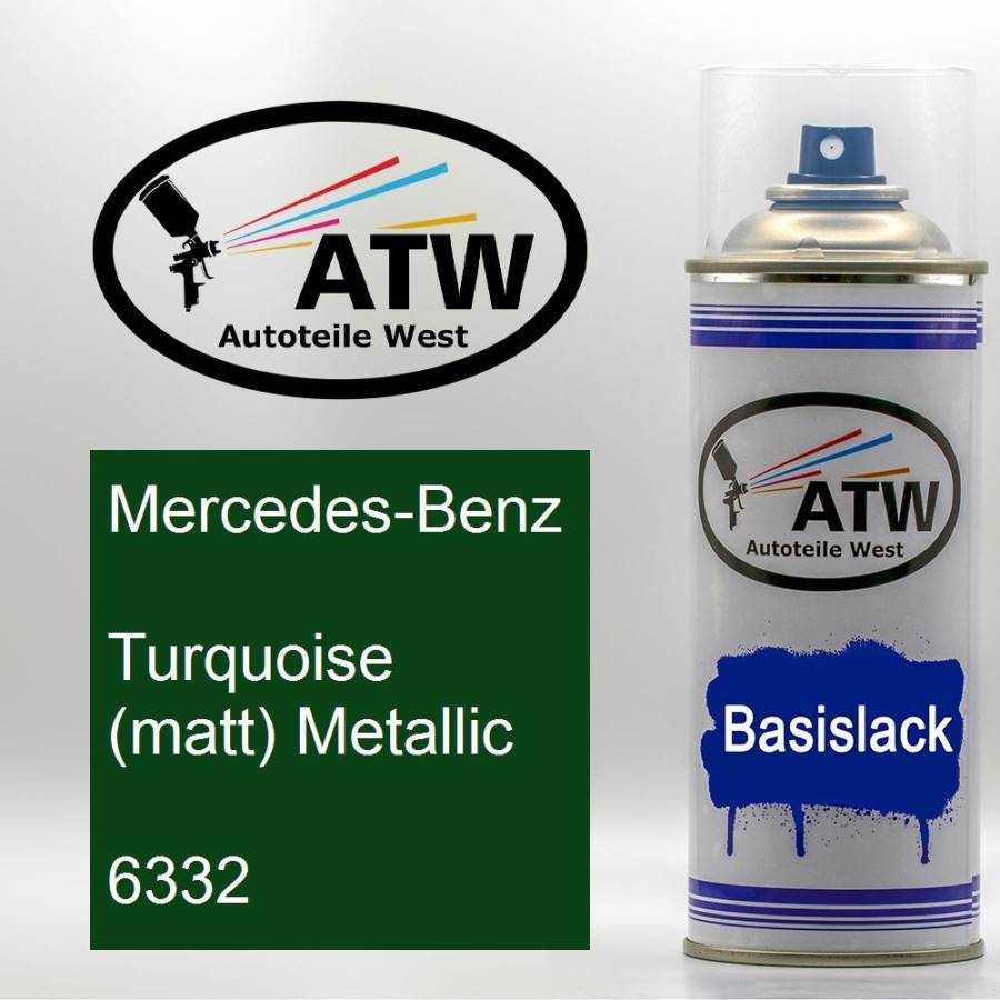 Mercedes-Benz, Turquoise (matt) Metallic, 6332: 400ml Sprühdose, von ATW Autoteile West.